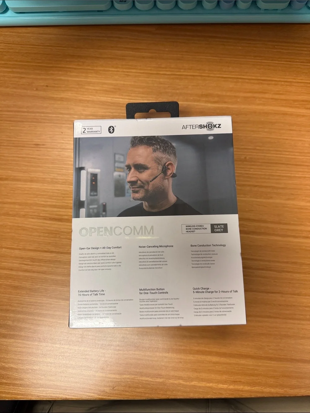 Aftershokz OpenComm Wireless Bone Conduction Headset — Black